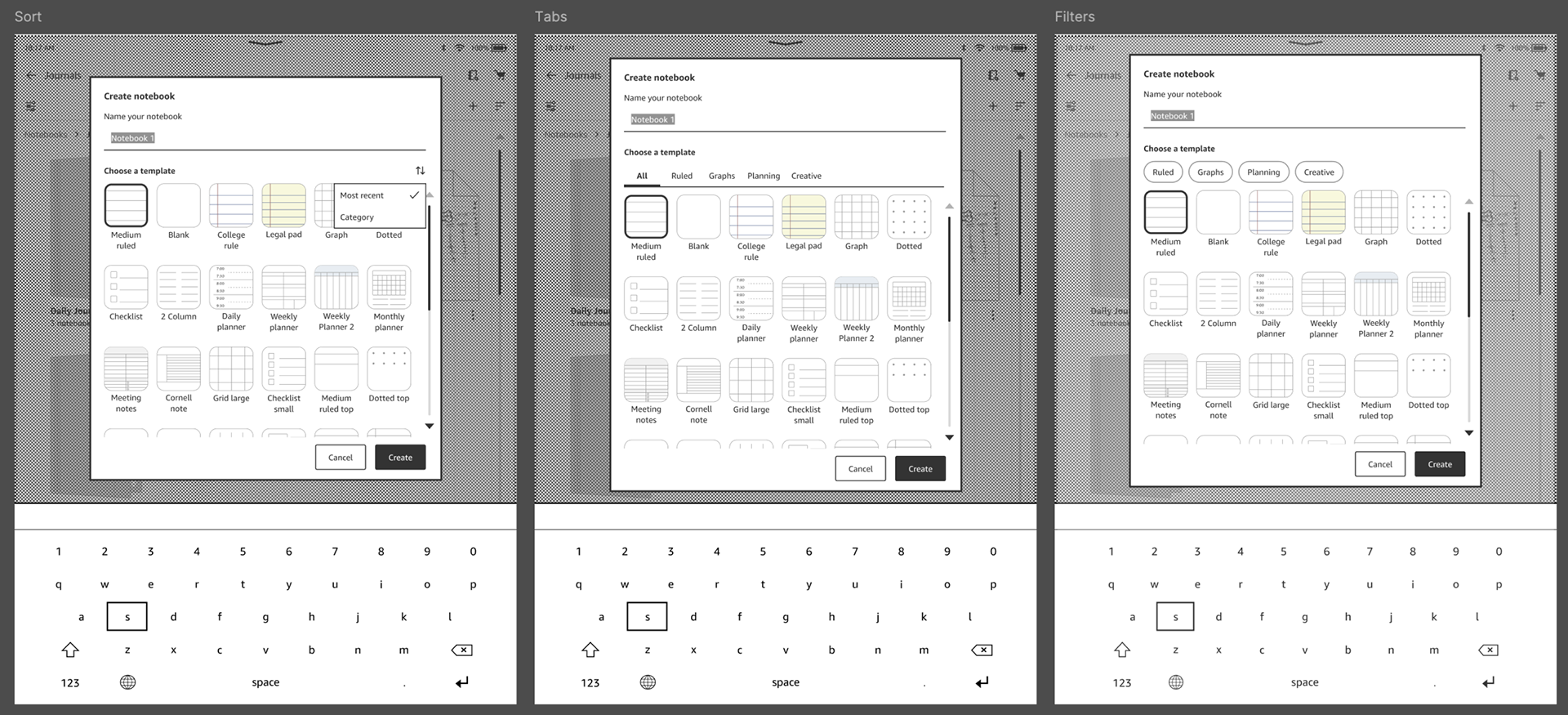 Template picker explorations